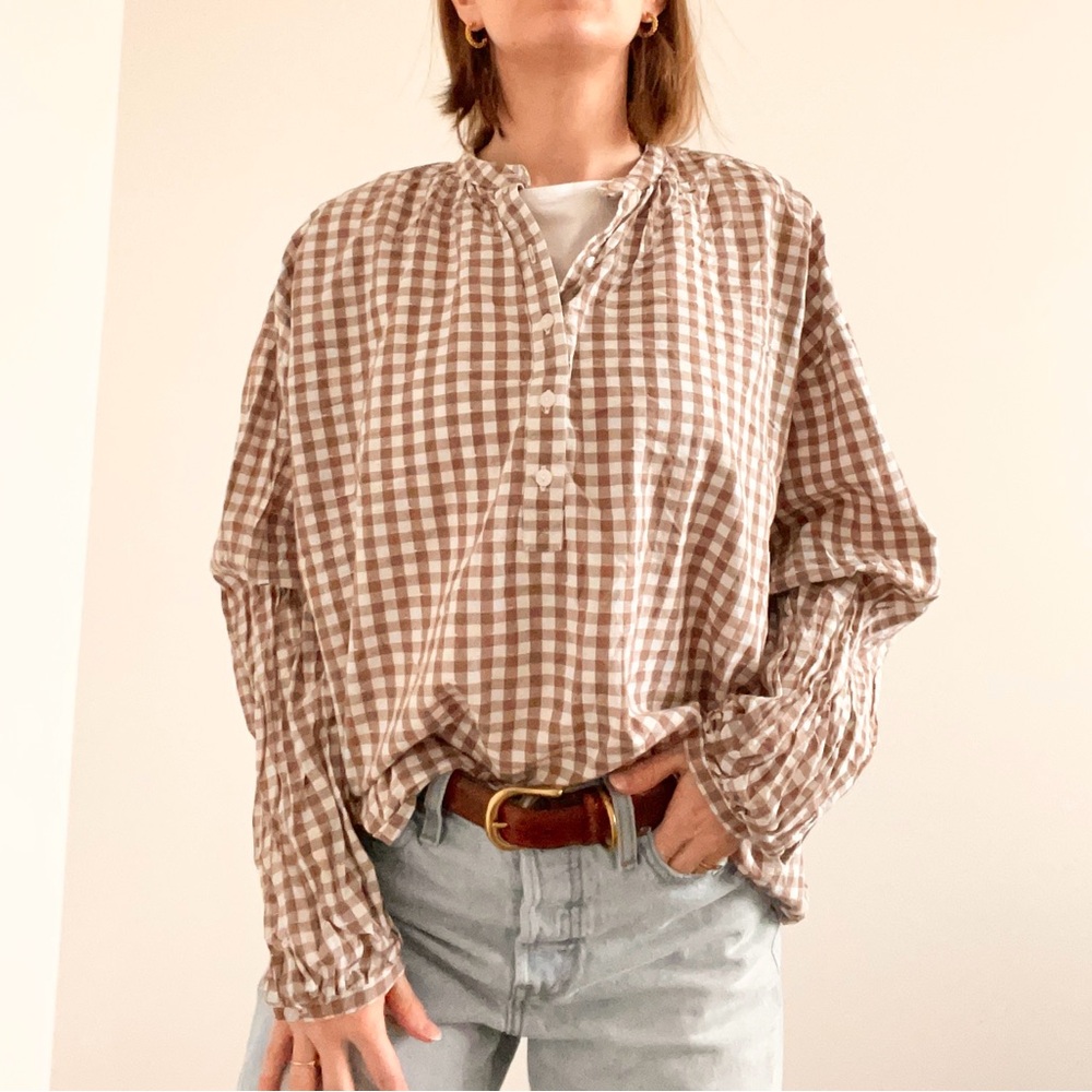 Universal Thread Brown Checkered Blouse - image 3